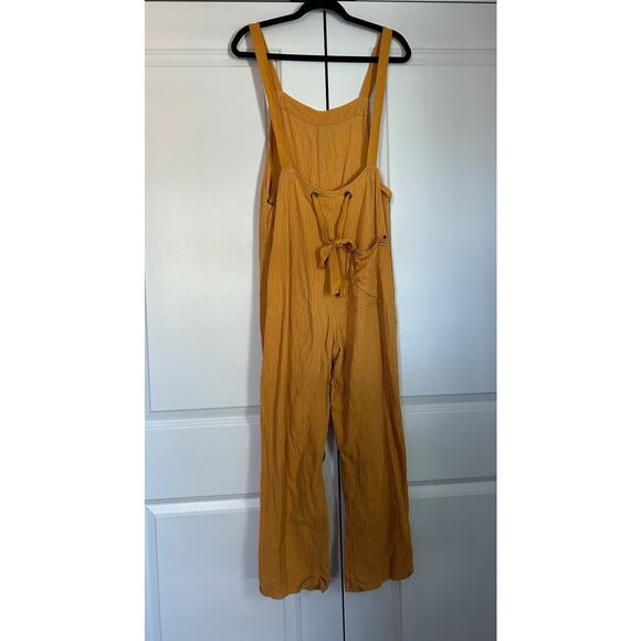 BDG Urban Outfitters Size Small Yellow Summer Jumpsuit Gauzy Cotton Linen Blend - Picture 2 of 8